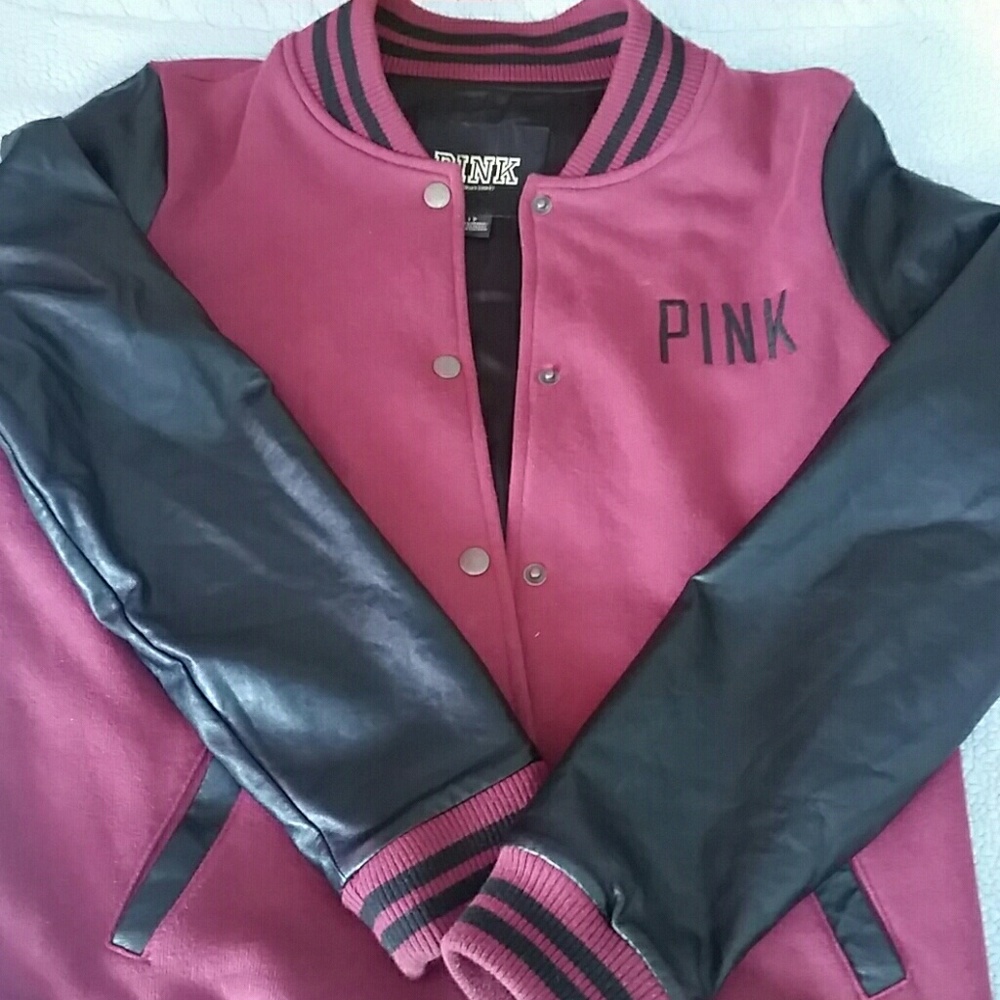 Victorias Secret PINK Maroon Faux leather jacket